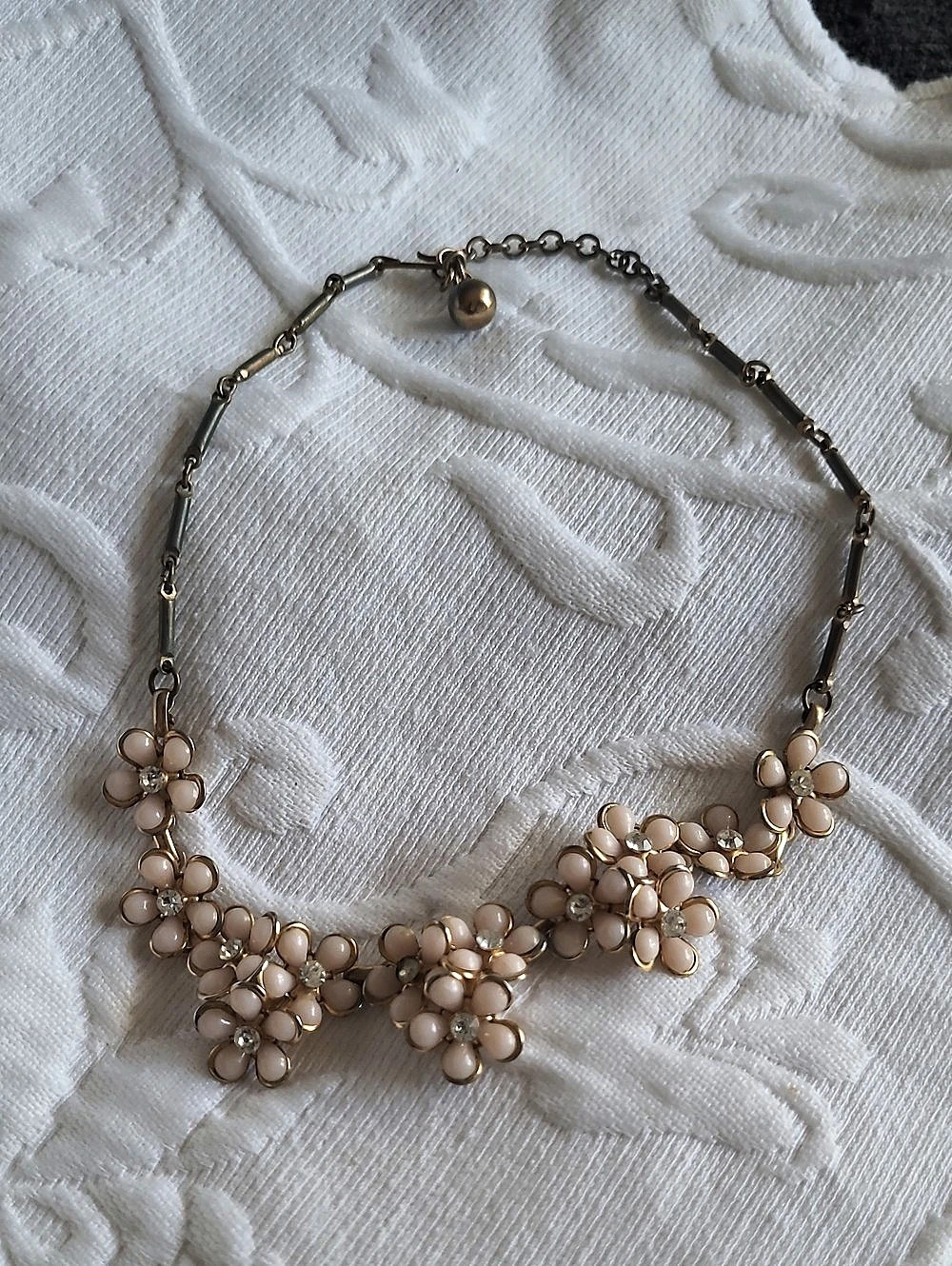 Vintage Floral Statement Necklace in Pink & Gold